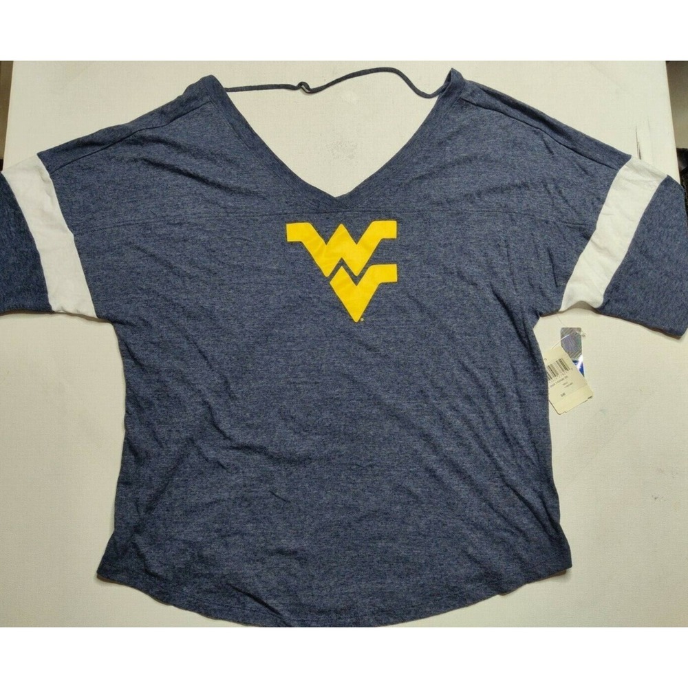 West Virginia Mountaineers Women 2XL 5th & Ocean Blue Marl V-Neck Shirt NEW